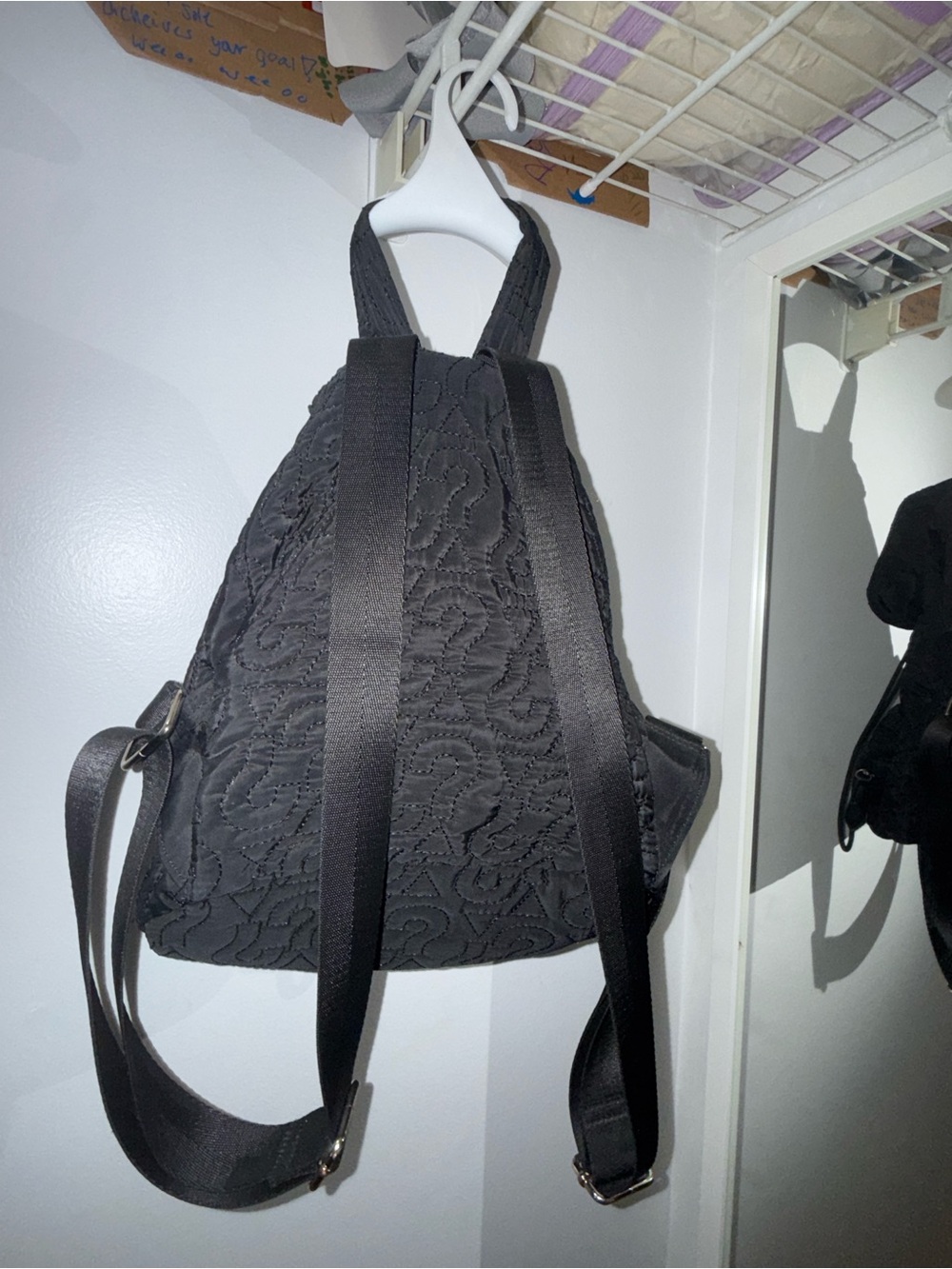 GUESS Black Quilted Drawstring Backpack - Picture 3 of 6